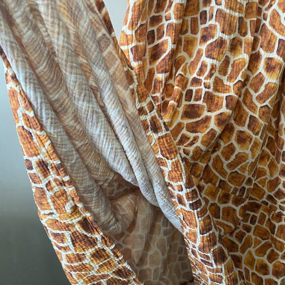 Handmade Plus Size Double Guaze Cotton Giraffe Print Inseam Pockets Dress - Picture 16 of 16